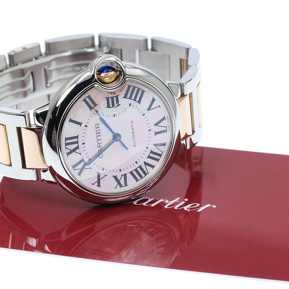 CARTIER Baron blue MM W6920033 Pink shell Dial Automatic Boy's Watch_885061