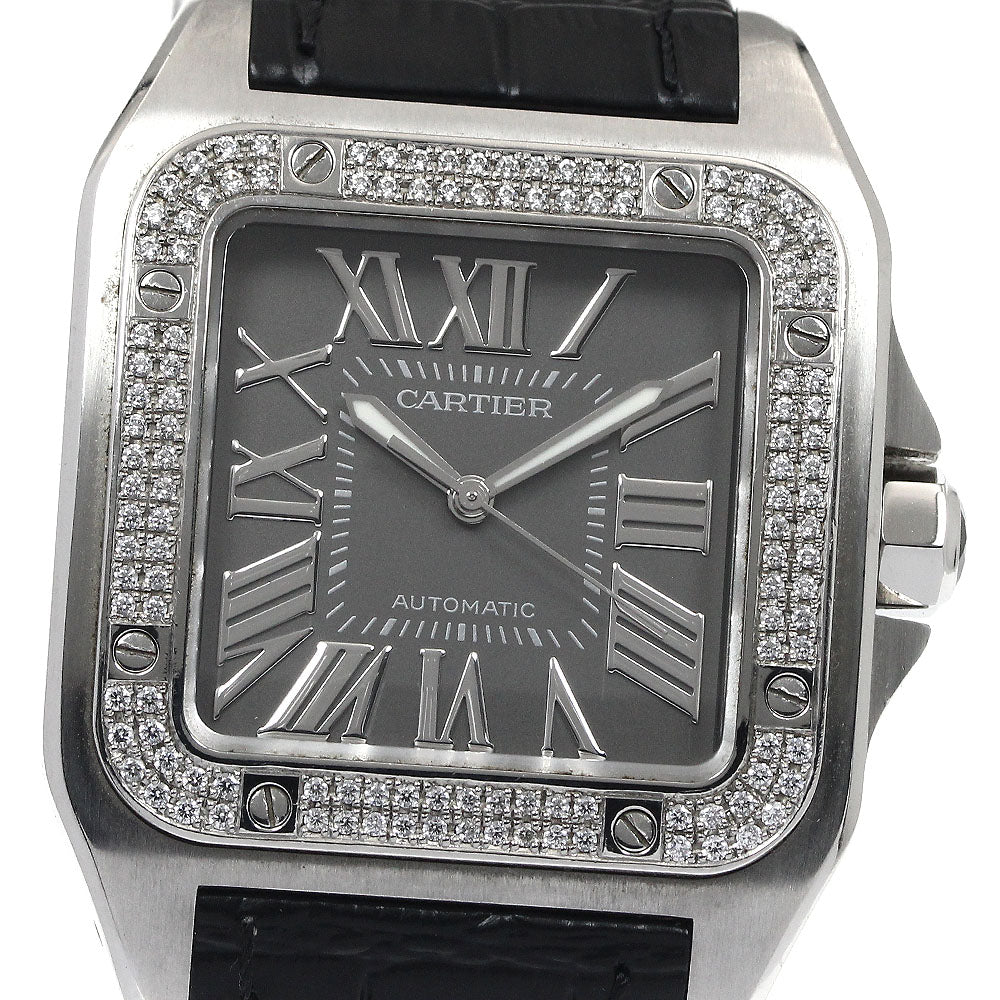 CARTIER Santos 100LM Summer Limited W20134X8 After diamond gray Dial Automatic Men's Watch_885082