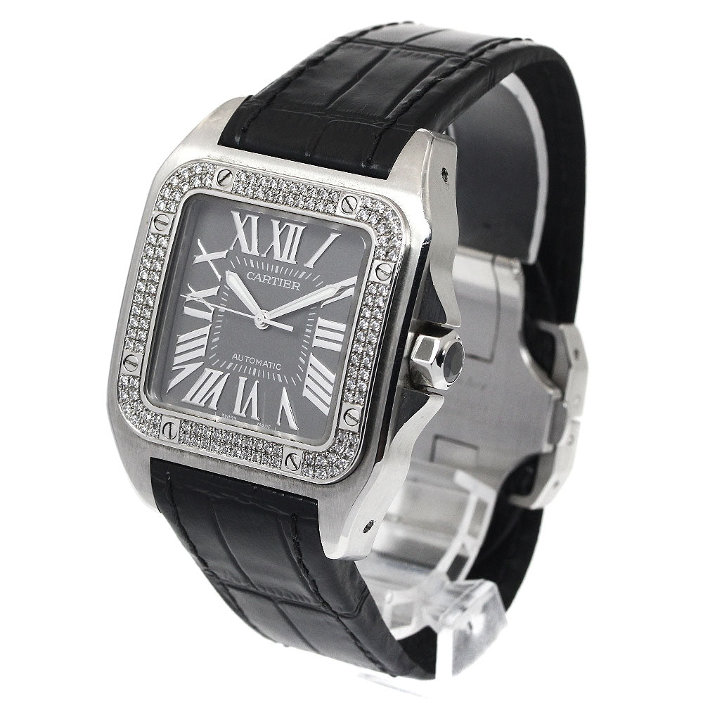 CARTIER Santos 100LM Summer Limited W20134X8 After diamond gray Dial Automatic Men's Watch_885082