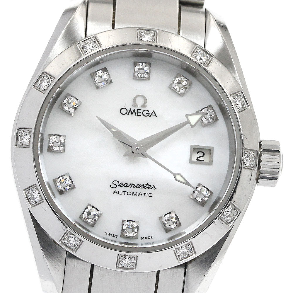 OMEGA Seamaster Aqua Terra 2564.75 11P diamond diamond bezel White shell Dial Automatic Ladies Watch_885122
