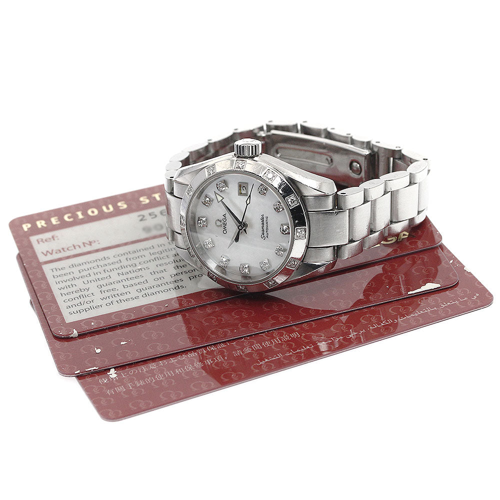 OMEGA Seamaster Aqua Terra 2564.75 11P diamond diamond bezel White shell Dial Automatic Ladies Watch_885122