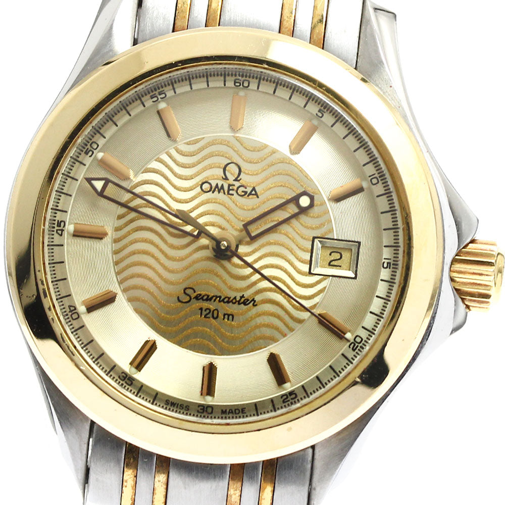 OMEGA Seamaster120 2371.11 YG bezel date gold Dial Quartz Ladies Watch_885184