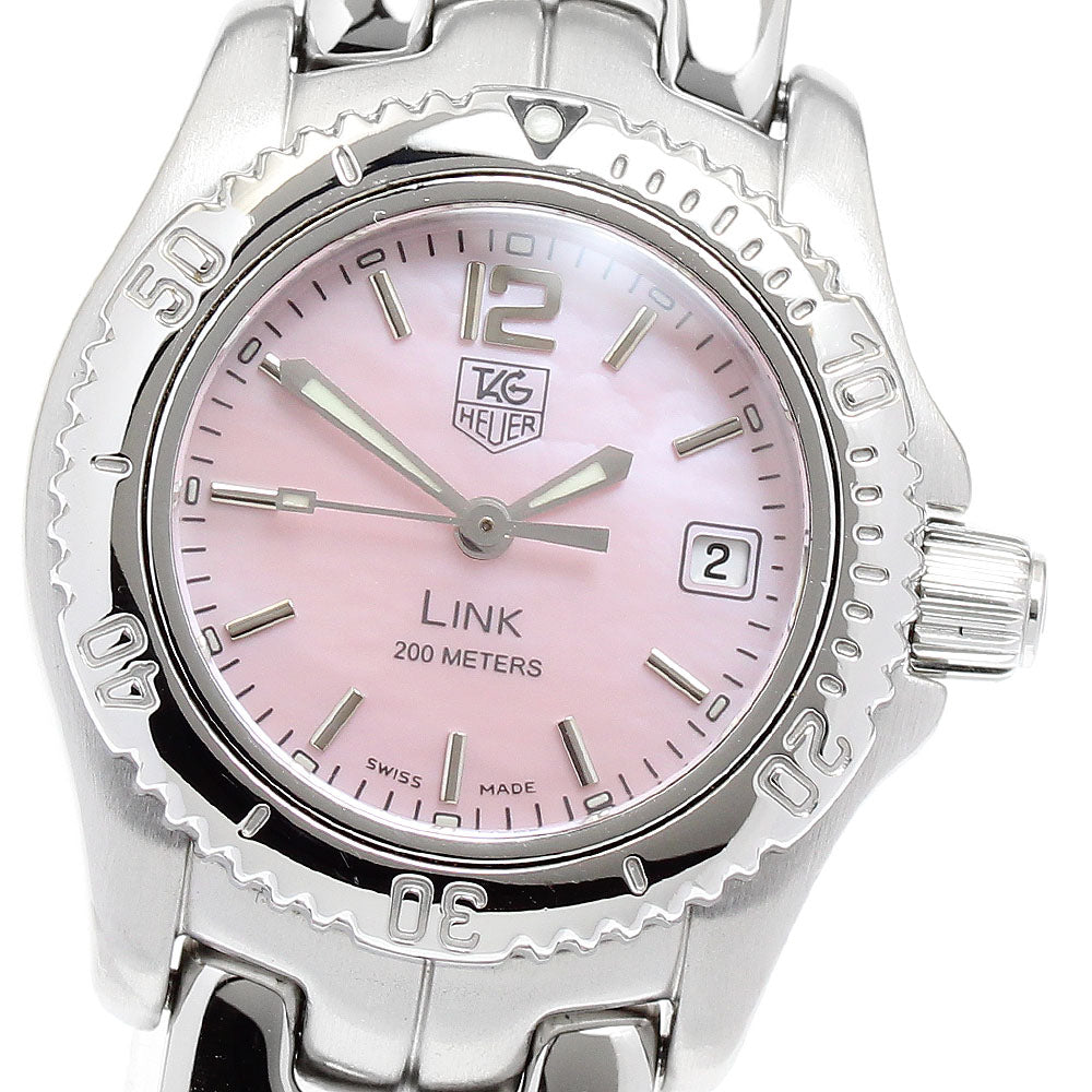 TAG HEUER Link WT141M Date Pink shell Dial Quartz Ladies Watch_885220