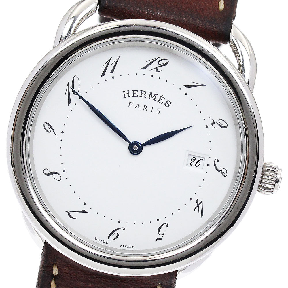 HERMES Arceau AR5.710 Date white Dial Quartz Men's Watch_885223