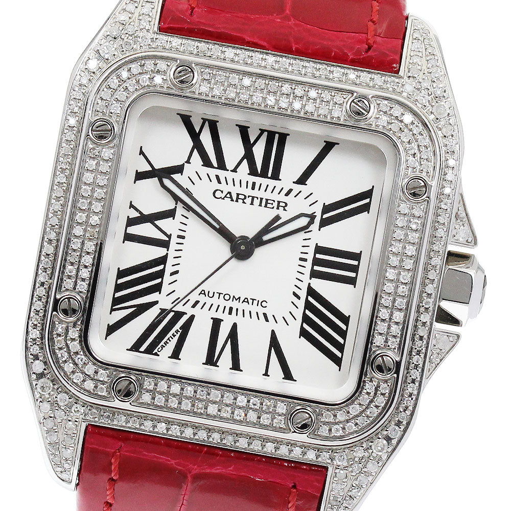 CARTIER Santos 100 MM W20126X8 After diamond bezel Silver Dial Automatic Boy's Watch_885248