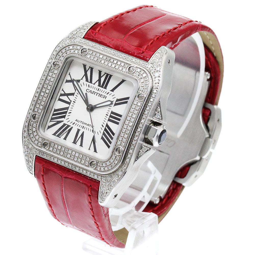 CARTIER Santos 100 MM W20126X8 After diamond bezel Silver Dial Automatic Boy's Watch_885248