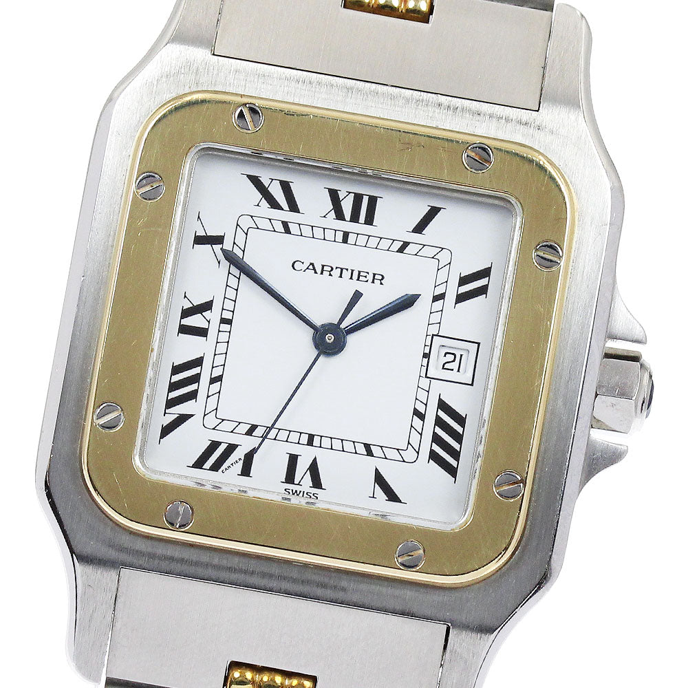 CARTIER Santos Galbe LM 2961 SS/YG Godron Bracelet Automatic Men's Watch_885252