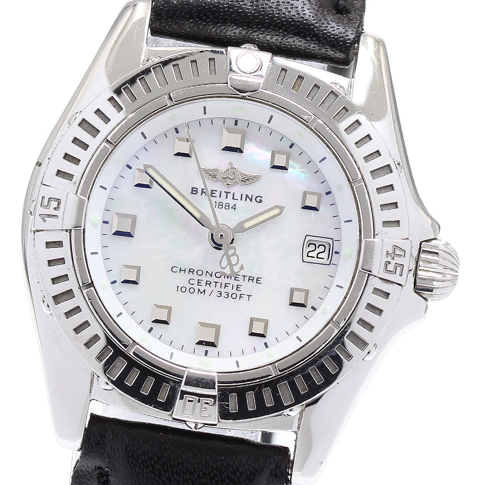 BREITLING Calistino A72345 Date White shell Dial Quartz Ladies Watch_885256