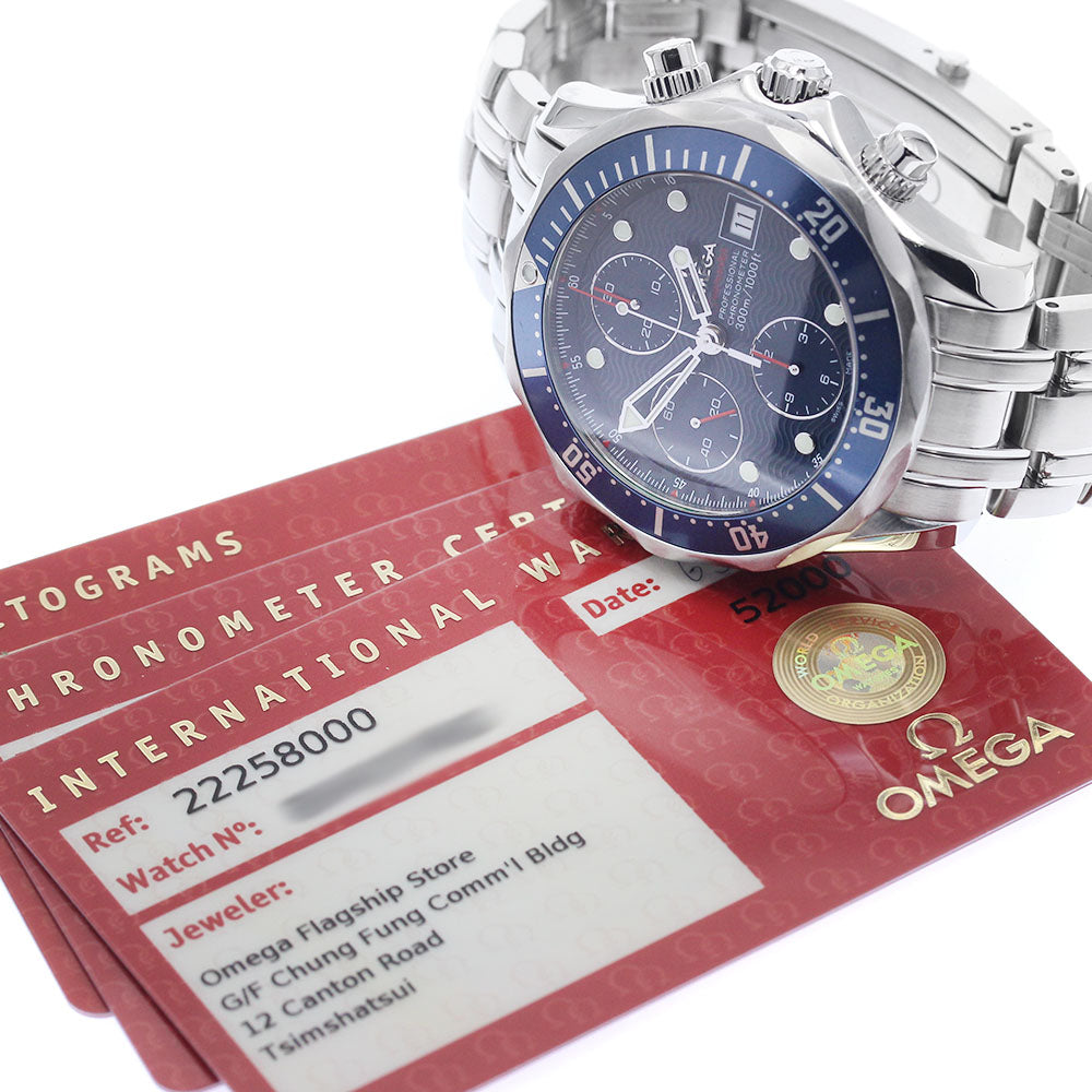 OMEGA Seamaster300 2225.80 Date Chronograph Navy Dial Automatic Men's_885273