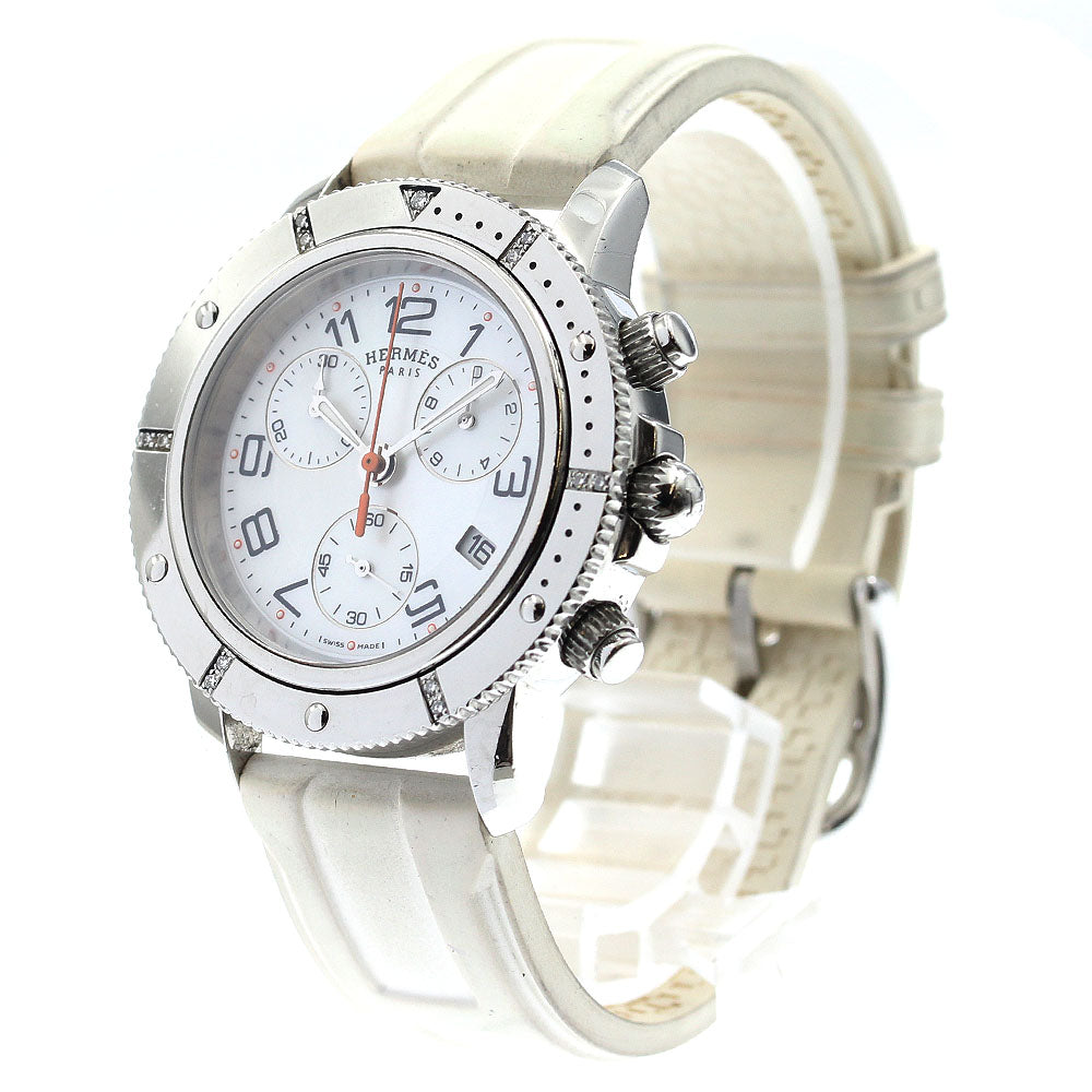 HERMES Clipper Diver Chrono CP2.430 Date White shell Dial Quartz Boy's Watch_885279