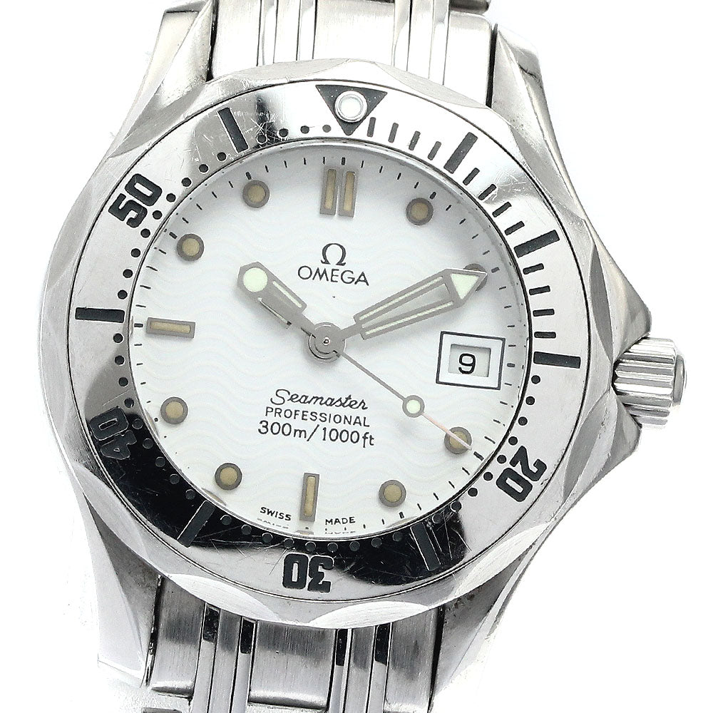 OMEGA Seamaster300 2582.20 Date white Dial Quartz Ladies Watch_885325