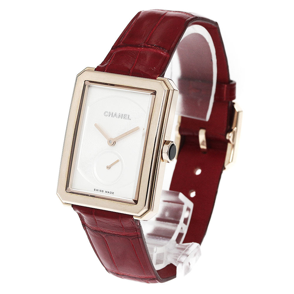 CHANEL boy friend H6589 K18PG small second Silver Dial Hand Winding Boy's Watch_885327