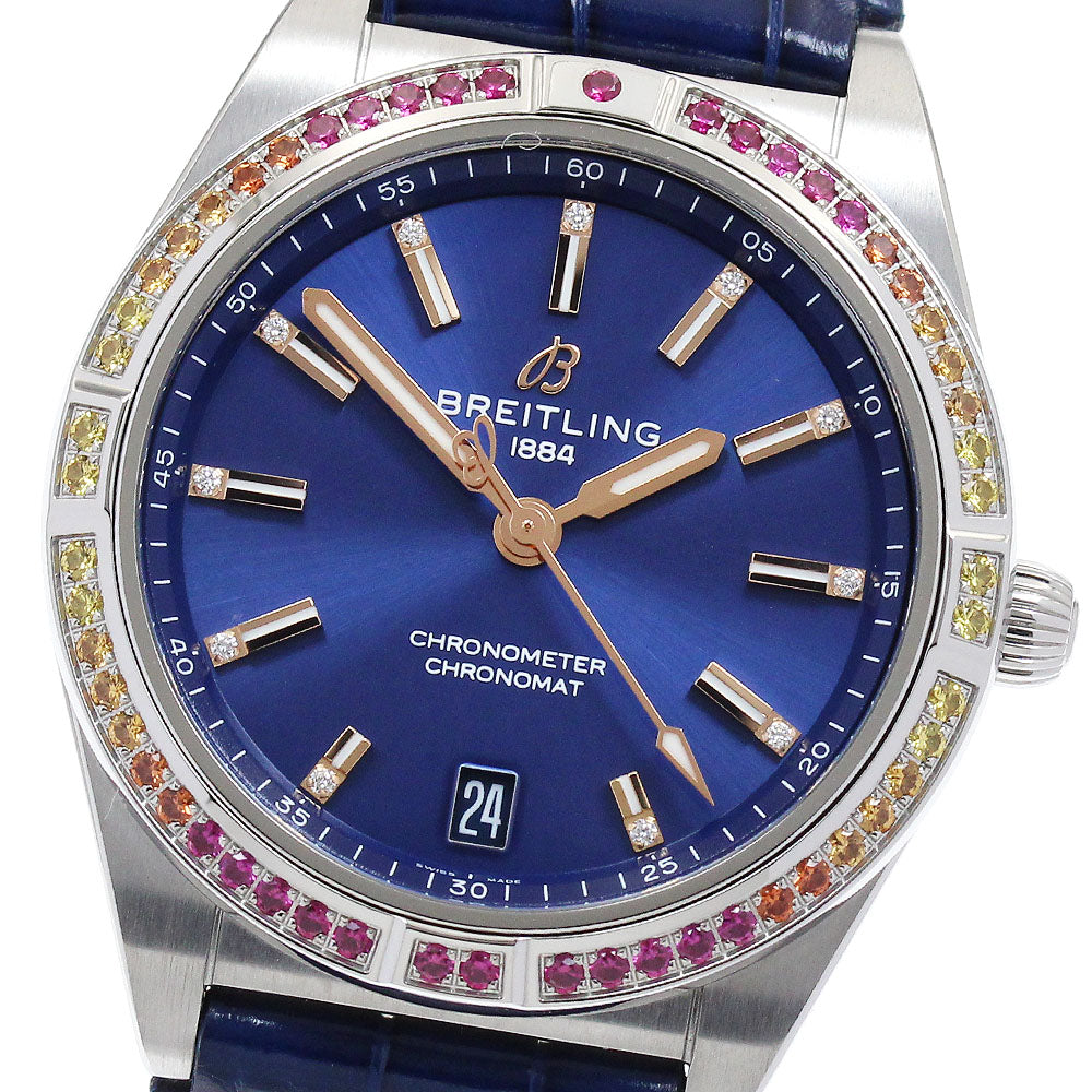 BREITLING Chronomat automatic 36 A10380 11P diamond diamond bezel Navy Dial Automatic Ladies Watch_885328