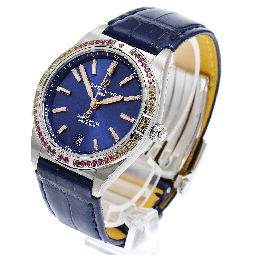 BREITLING Chronomat automatic 36 A10380 11P diamond diamond bezel Navy Dial Automatic Ladies Watch_885328