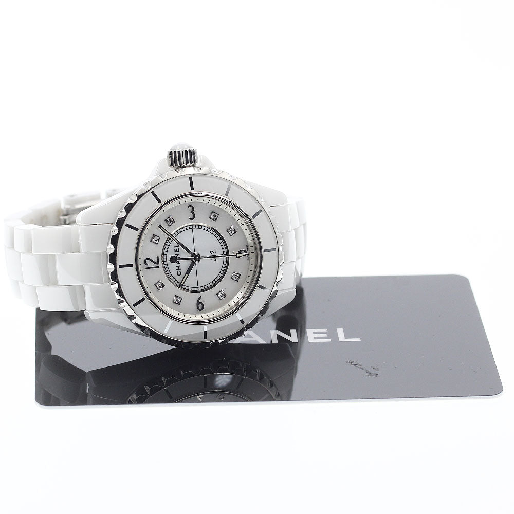 CHANEL J12 33mm H2422 White ceramic 8P diamond White shell Dial Quartz Ladies Watch_885333