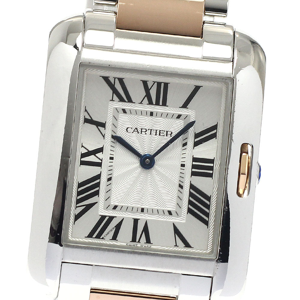 CARTIER Tank Anglaise MM W5310043 PG2 tone Silver Dial Quartz Boy's Watch_885352