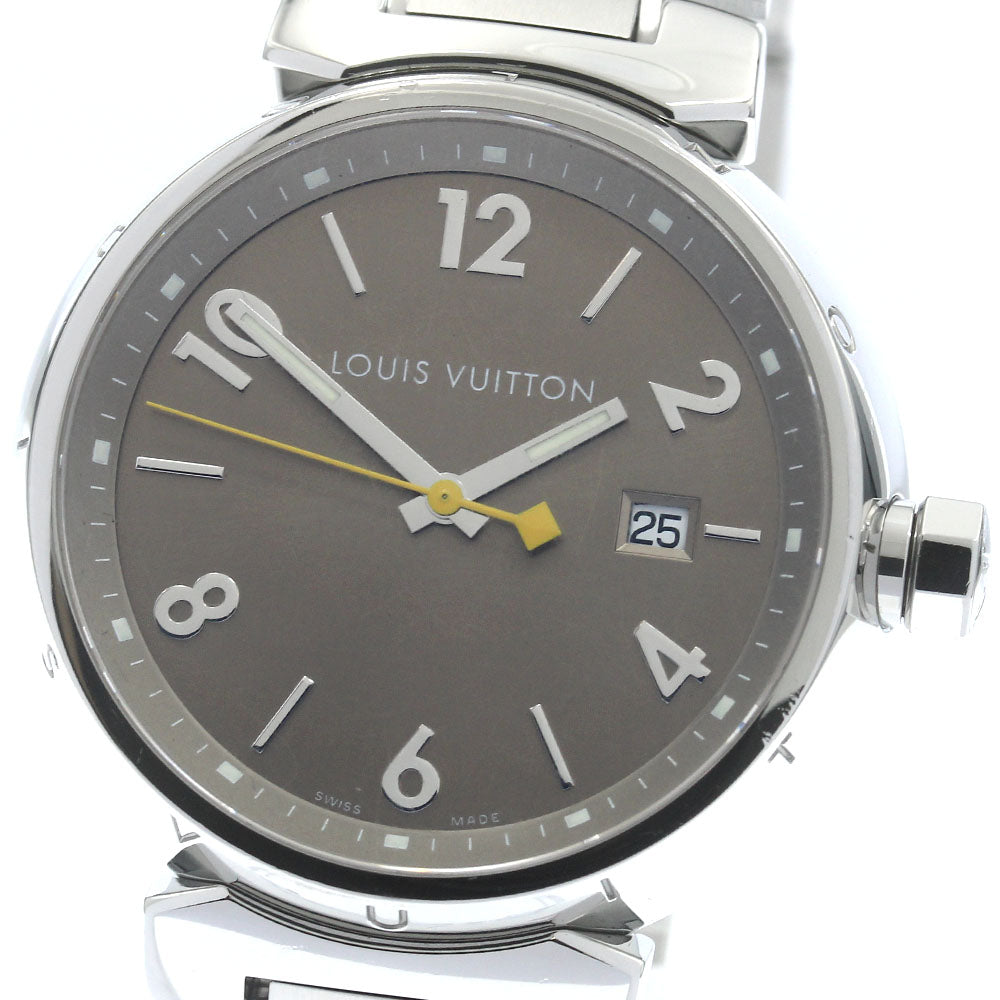LOUIS VUITTON Tambour Q1112 Date Brown Dial Quartz Men's Watch_885364