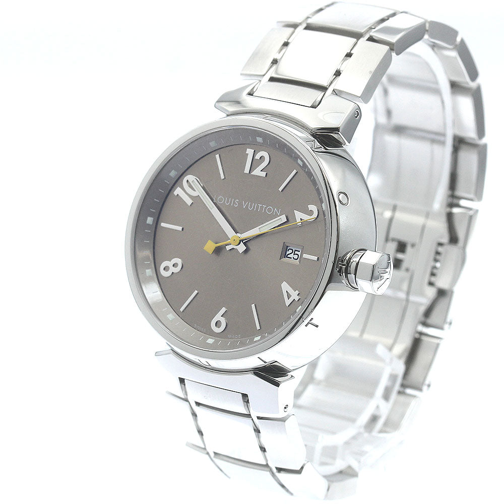 LOUIS VUITTON Tambour Q1112 Date Brown Dial Quartz Men's Watch_885364