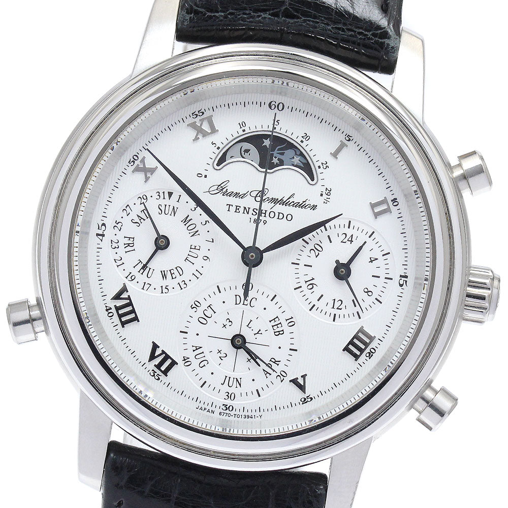 TENSHODO Grand complication 6771-T008721 Moon phase Triple calendar Silver Dial Quartz Men's Watch_885375