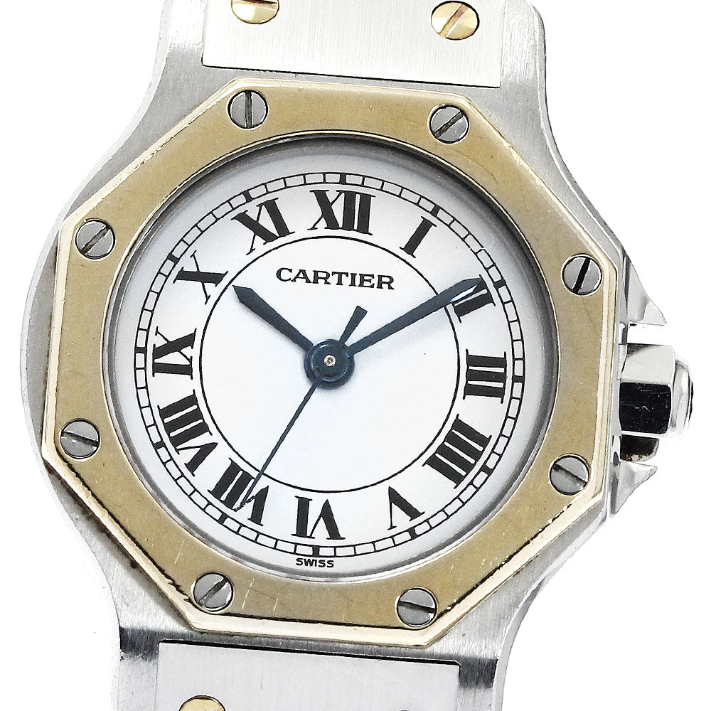 CARTIER Santos Octagon SM YG2 tone White Dial Automatic Ladies Watch_885390