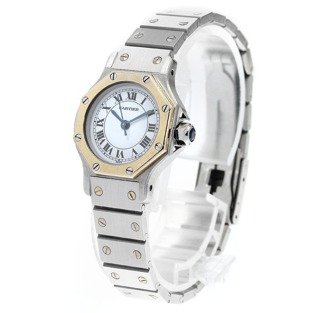 CARTIER Santos Octagon SM YG2 tone White Dial Automatic Ladies Watch_885390