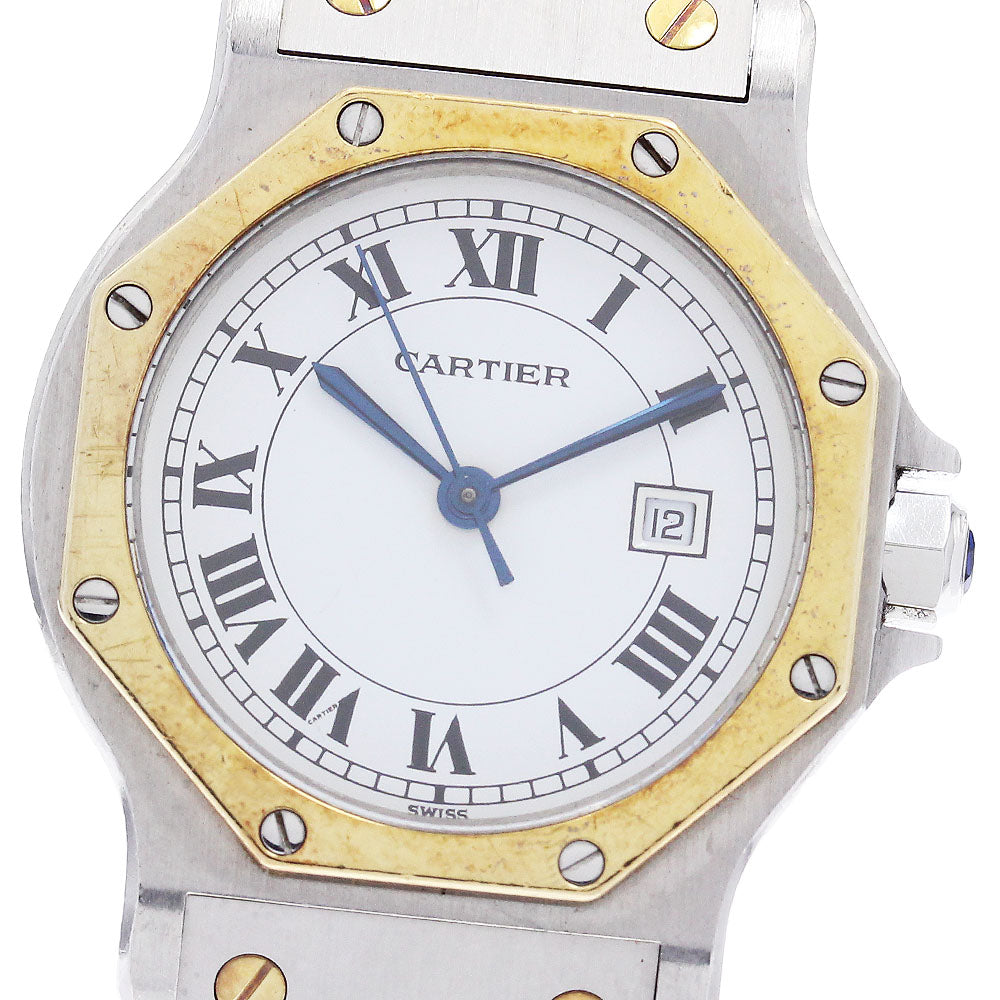 CARTIER Santos Octagon LM YG bezel white Dial Automatic Men's Watch_885425