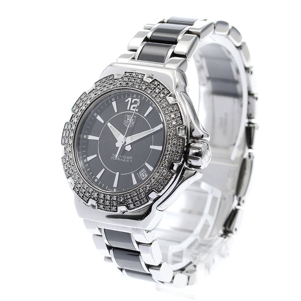 TAG HEUER Formula 1 WAH1214 Diamond Bezel Black Dial Quartz Ladies Watch_885437