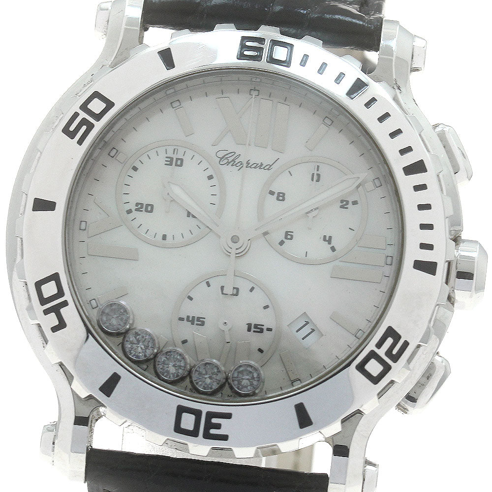 Chopard Happy sports 8499 Moving 5P diamond chronograph White shell Dial Quartz Men's Watch_885471