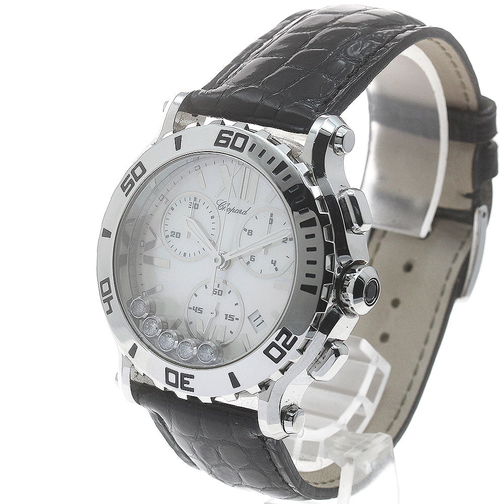 Chopard Happy sports 8499 Moving 5P diamond chronograph White shell Dial Quartz Men's Watch_885471