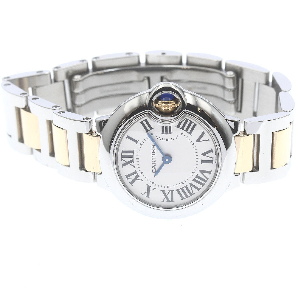 CARTIER Baron blue SM W69007Z3 2 tone Silver Dial Quartz Ladies Watch_885842