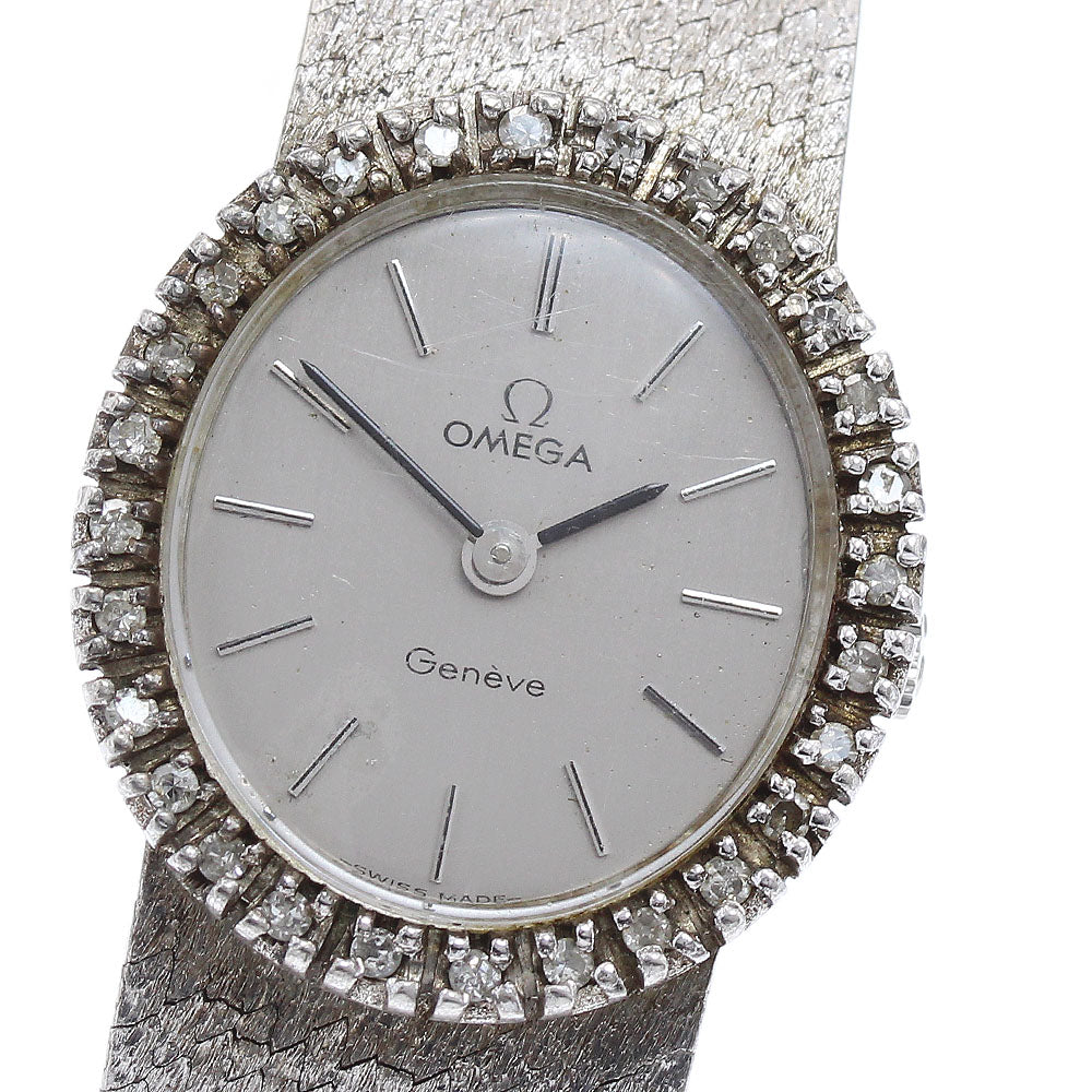 OMEGA Geneve 5110411 Diamond Bezel Silver Dial Hand Winding Ladies Watch_885862
