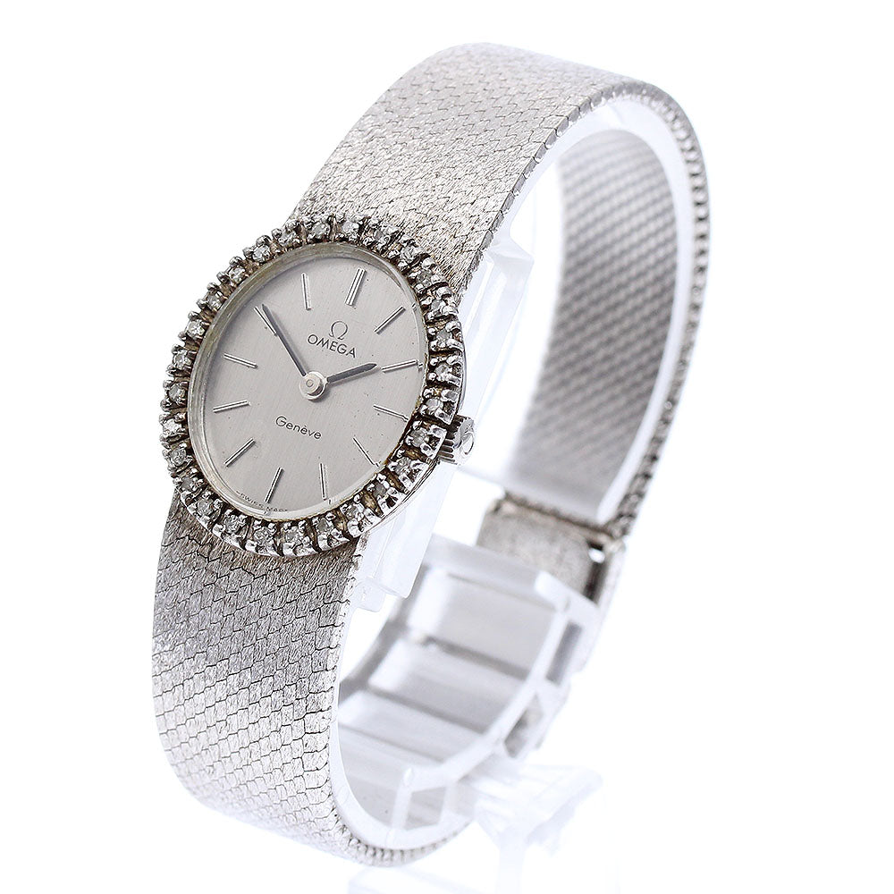 OMEGA Geneve 5110411 Diamond Bezel Silver Dial Hand Winding Ladies Watch_885862