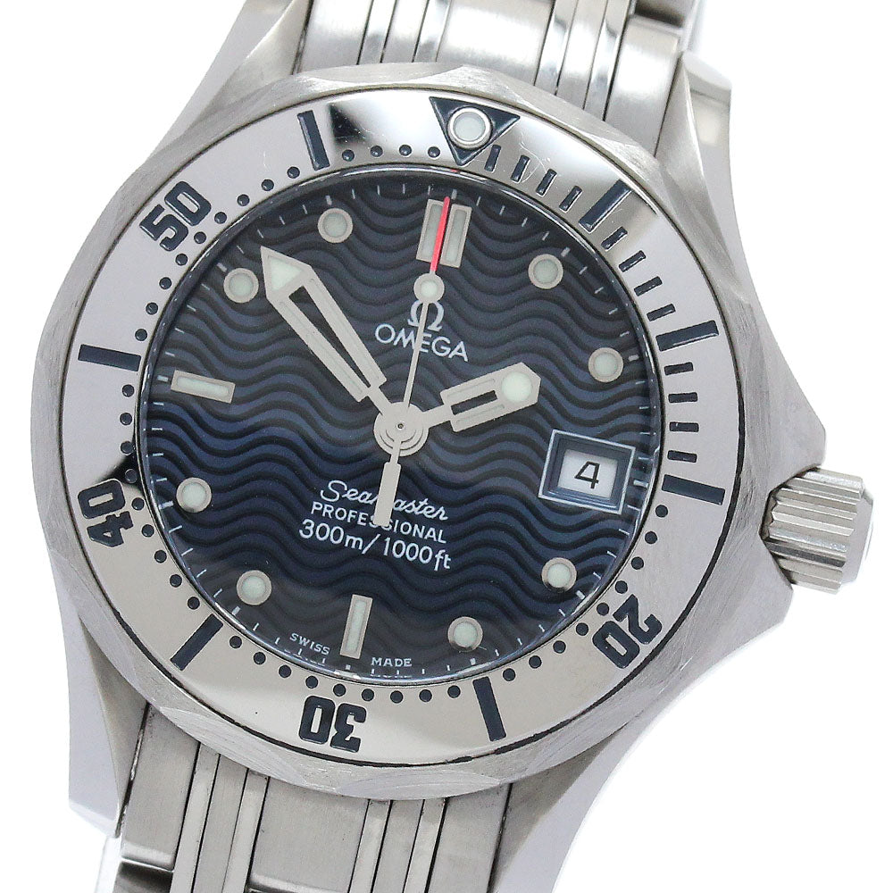 OMEGA Seamaster300 2582.80 Date Navy Dial Quartz Ladies Watch_886154