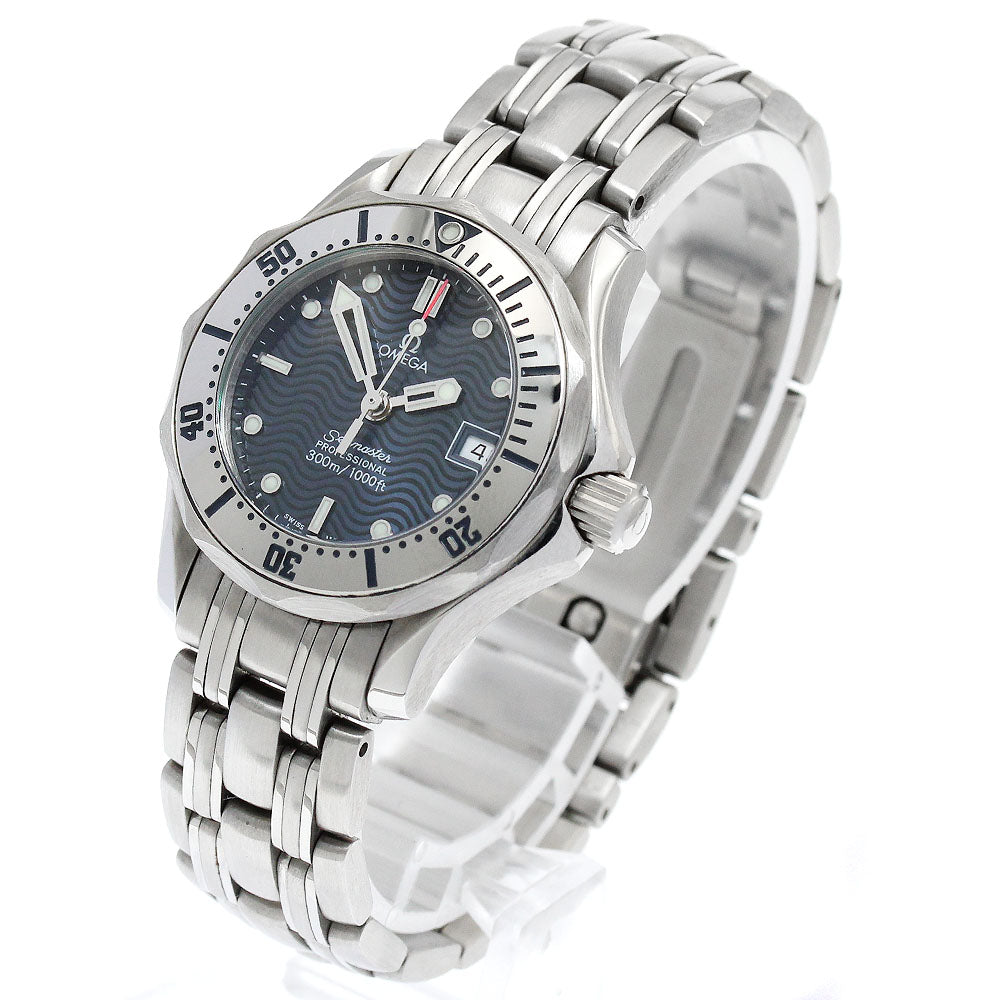OMEGA Seamaster300 2582.80 Date Navy Dial Quartz Ladies Watch_886154