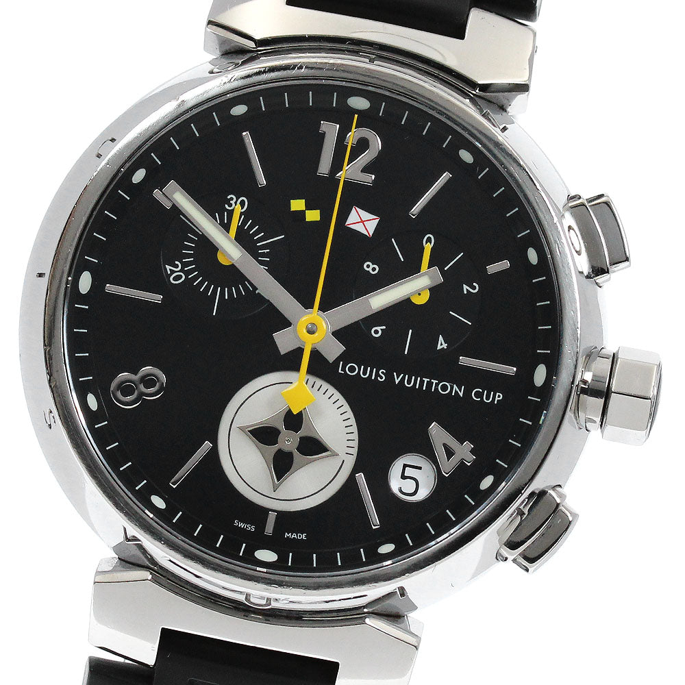 LOUIS VUITTON Tambour Lovely Cup Q11BG Date Chronograph Black / Silver Dial Quartz Men's Watch_886175