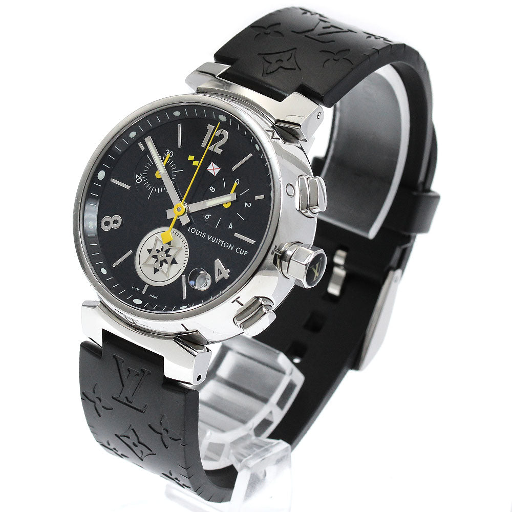 LOUIS VUITTON Tambour Lovely Cup Q11BG Date Chronograph Black / Silver Dial Quartz Men's Watch_886175