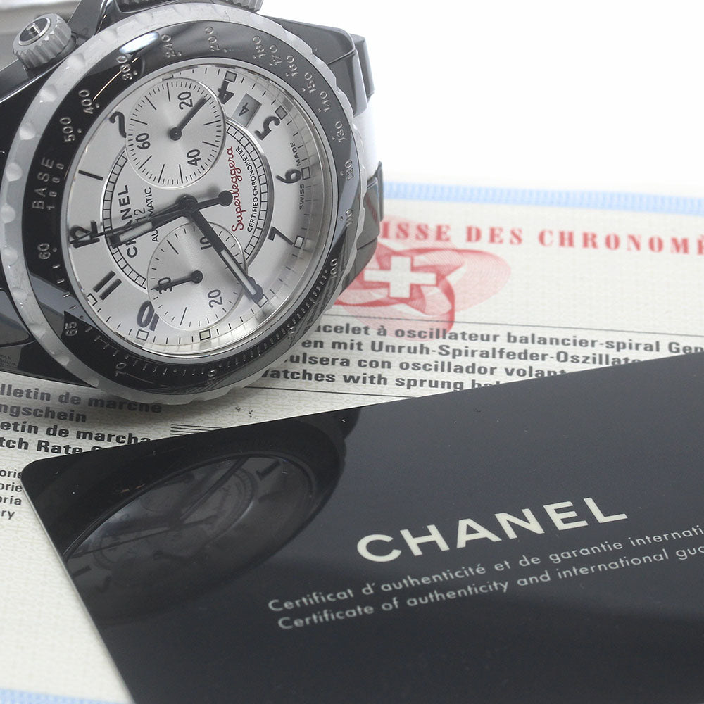 CHANEL J12 Super Reggera H1624 Chronograph Silver Dial Automatic Men's Watch_886221