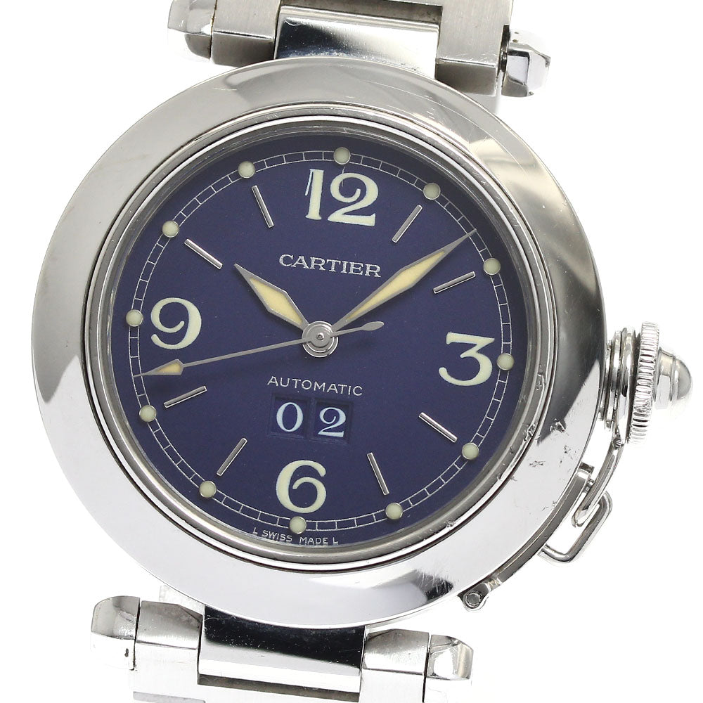 CARTIER Pasha C W31047M7 Date Navy Dial Automatic Boy's Watch_886277