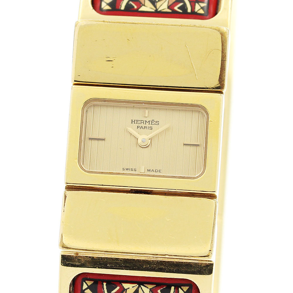 HERMES Loquet LO1.201 cloisonne gold Dial Quartz Ladies Watch_886458