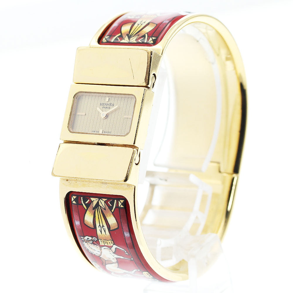 HERMES Loquet LO1.201 cloisonne gold Dial Quartz Ladies Watch_886458