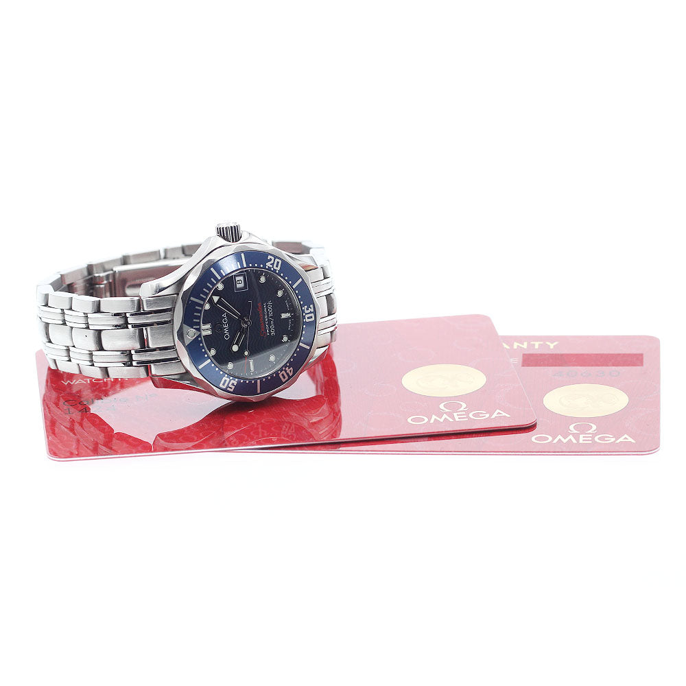 OMEGA Seamaster300 2224.80 Date Navy Dial Quartz Ladies Watch_886462