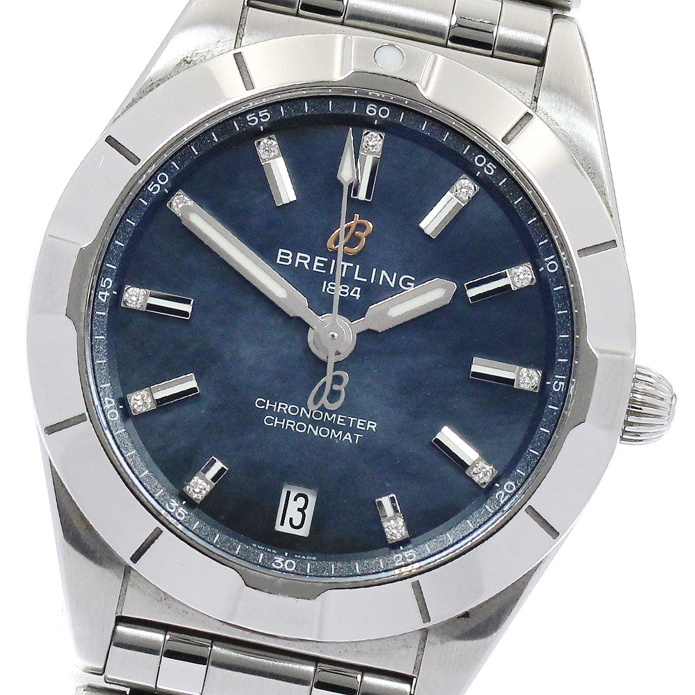 BREITLING Chronomat32 A77310 11P diamond Blue shell Dial Quartz Ladies _886474
