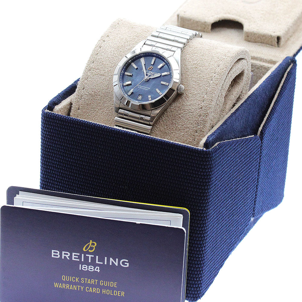 BREITLING Chronomat32 A77310 11P diamond Blue shell Dial Quartz Ladies _886474