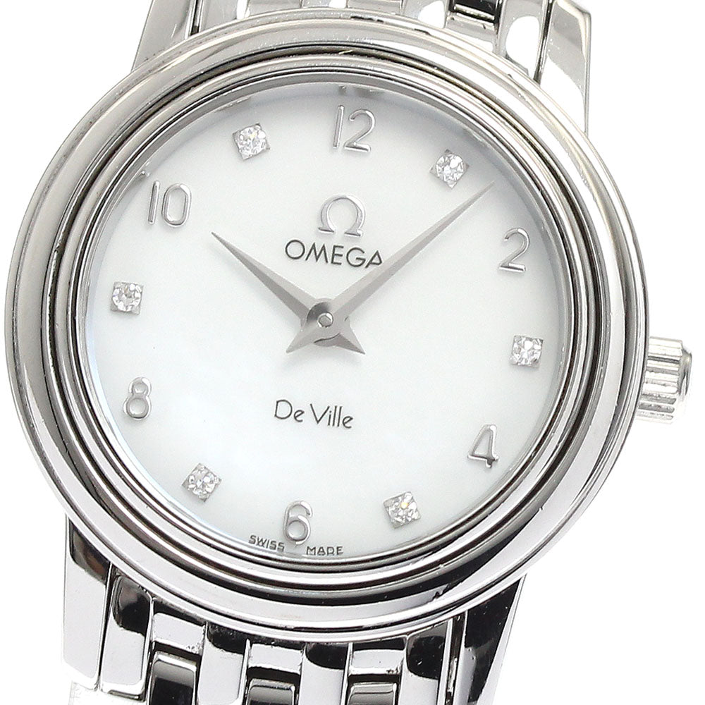OMEGA De Ville Prestige 4570.75 6P diamond White shell Dial Quartz Ladies Watch_886492