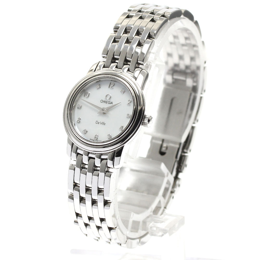 OMEGA De Ville Prestige 4570.75 6P diamond White shell Dial Quartz Ladies Watch_886492