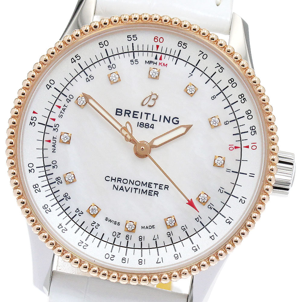 BREITLING Navitimer Automatic 35 U17395 12P diamond White shell Dial Automatic Boy's Watch_886499