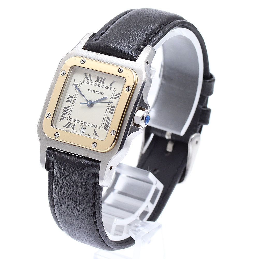 CARTIER Santos Galbe LM W200114A YG bezel Beige Dial Quartz Men's Watch_886516