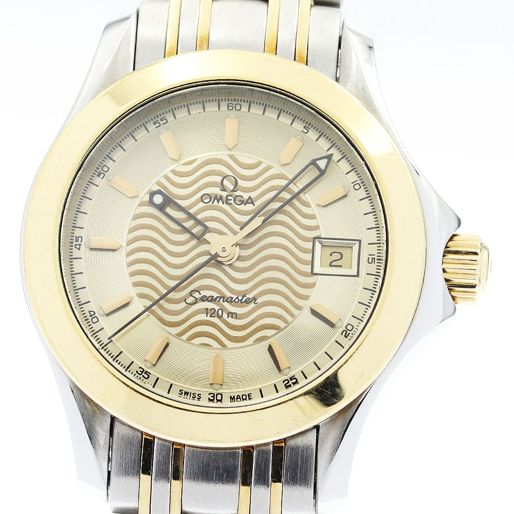 OMEGA Seamaster 120 2371.11 YG bezel date Gold Dial Quartz Ladies Watch_886524