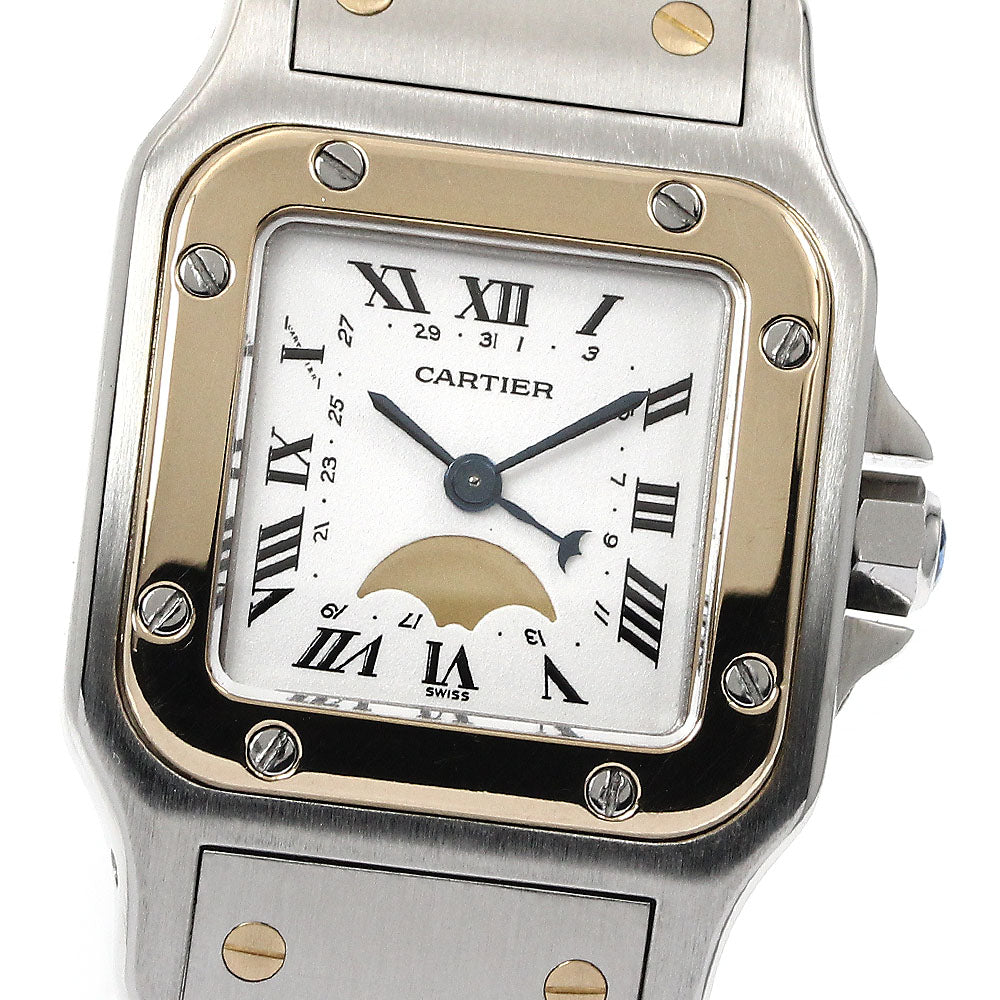CARTIER Santos Galbee SM W20008C4 YG2 tone moon phase Silver Dial Quartz Ladies Watch_886527