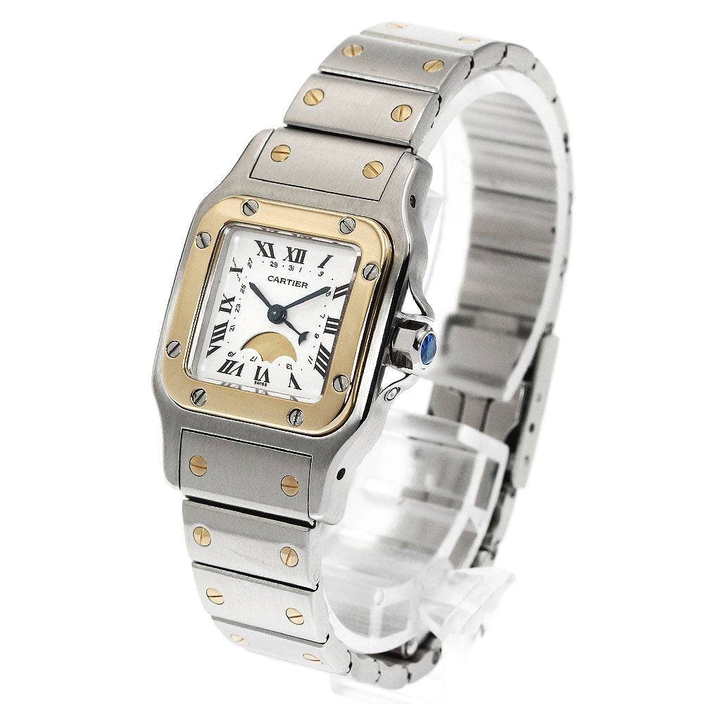 CARTIER Santos Galbee SM W20008C4 YG2 tone moon phase Silver Dial Quartz Ladies Watch_886527